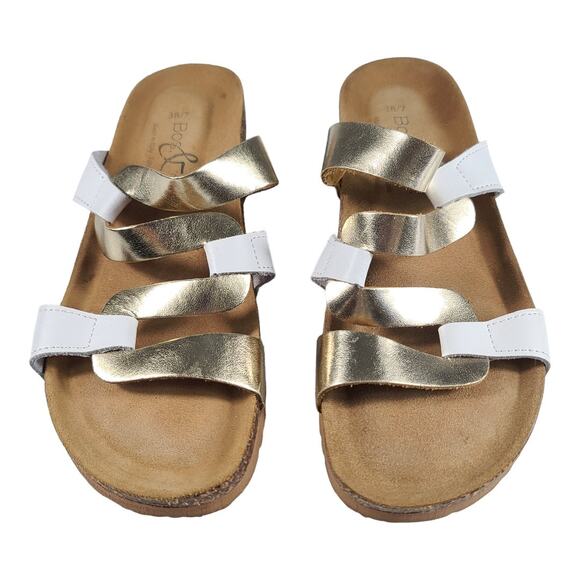 Bos & Co White Gold Cork Wedge Sandals Made in Italy 38 US 7 - Picture 2 of 6
